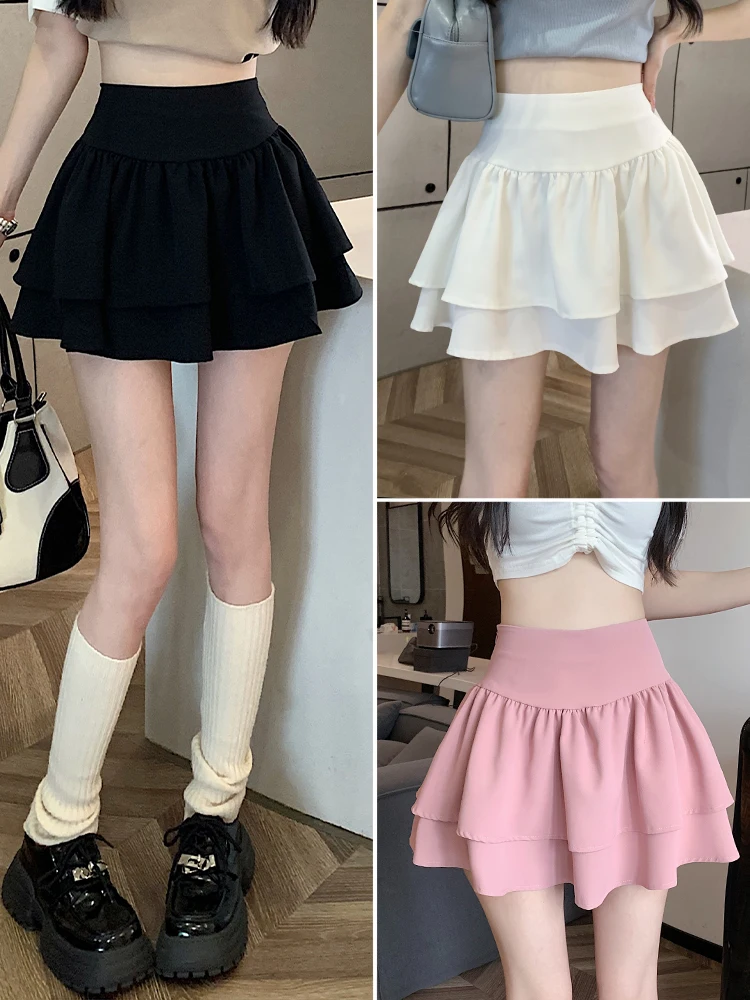 

Pengpeng Cake Skirt Women's Summer 2024 New Ballet Style Short Skirt Small Tall Waist A-line Hundred Fold Half skirt