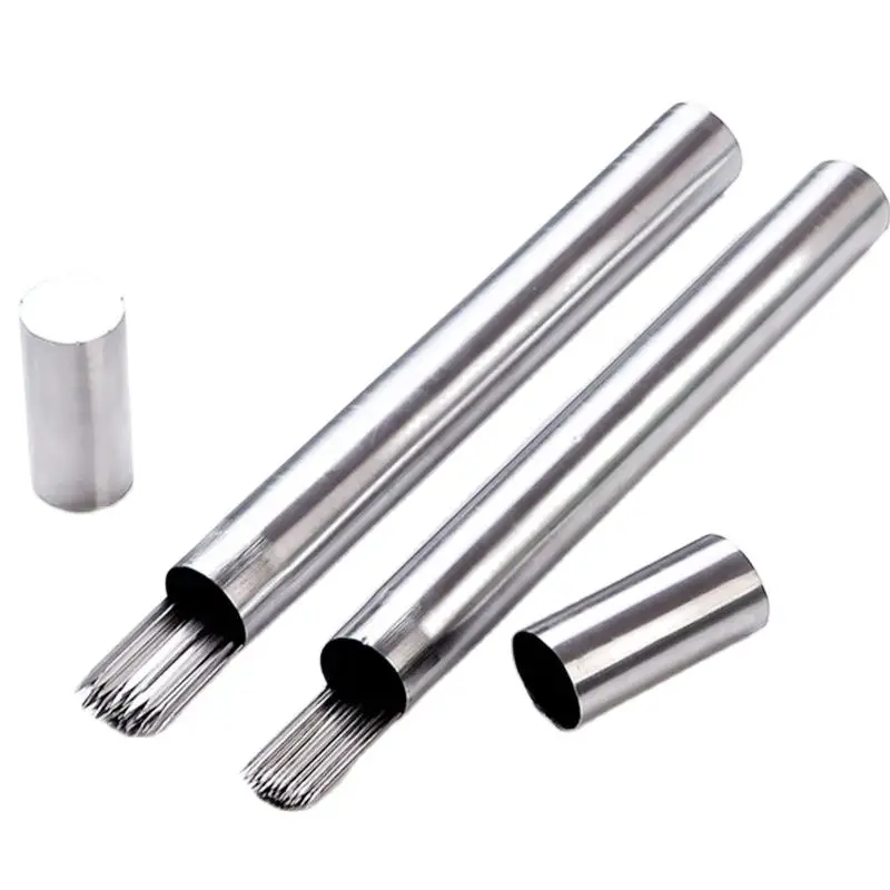 (50pcs) Stainless Steel Round Flat Barbecue Skewers BBQ Needle Grill BBQ Sticks with Tube 30cm