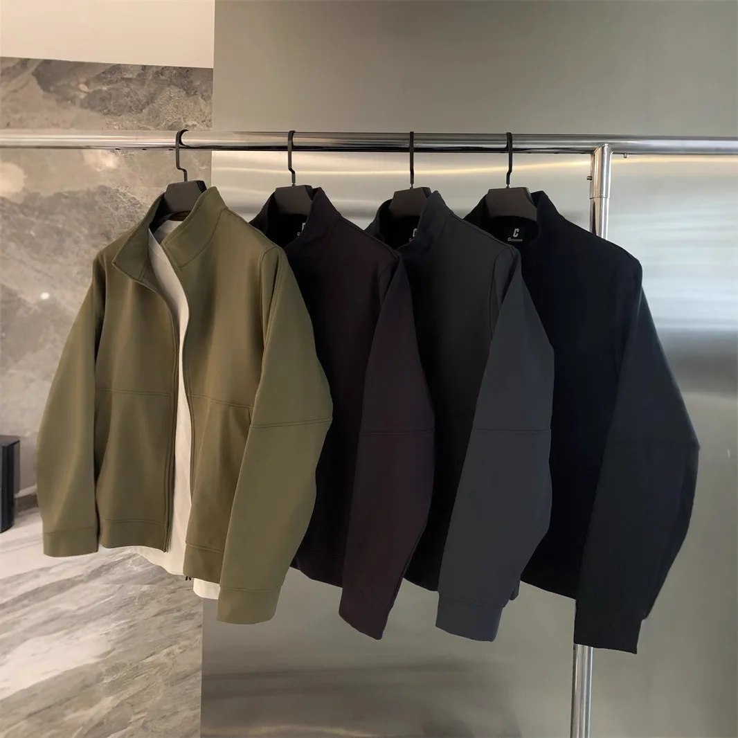 

Новые модные мужские однотонные повседневные свободные куртки с воротником-стойкой и длинным рукавом, мужские осенне-зимние пальто, одежда, топы