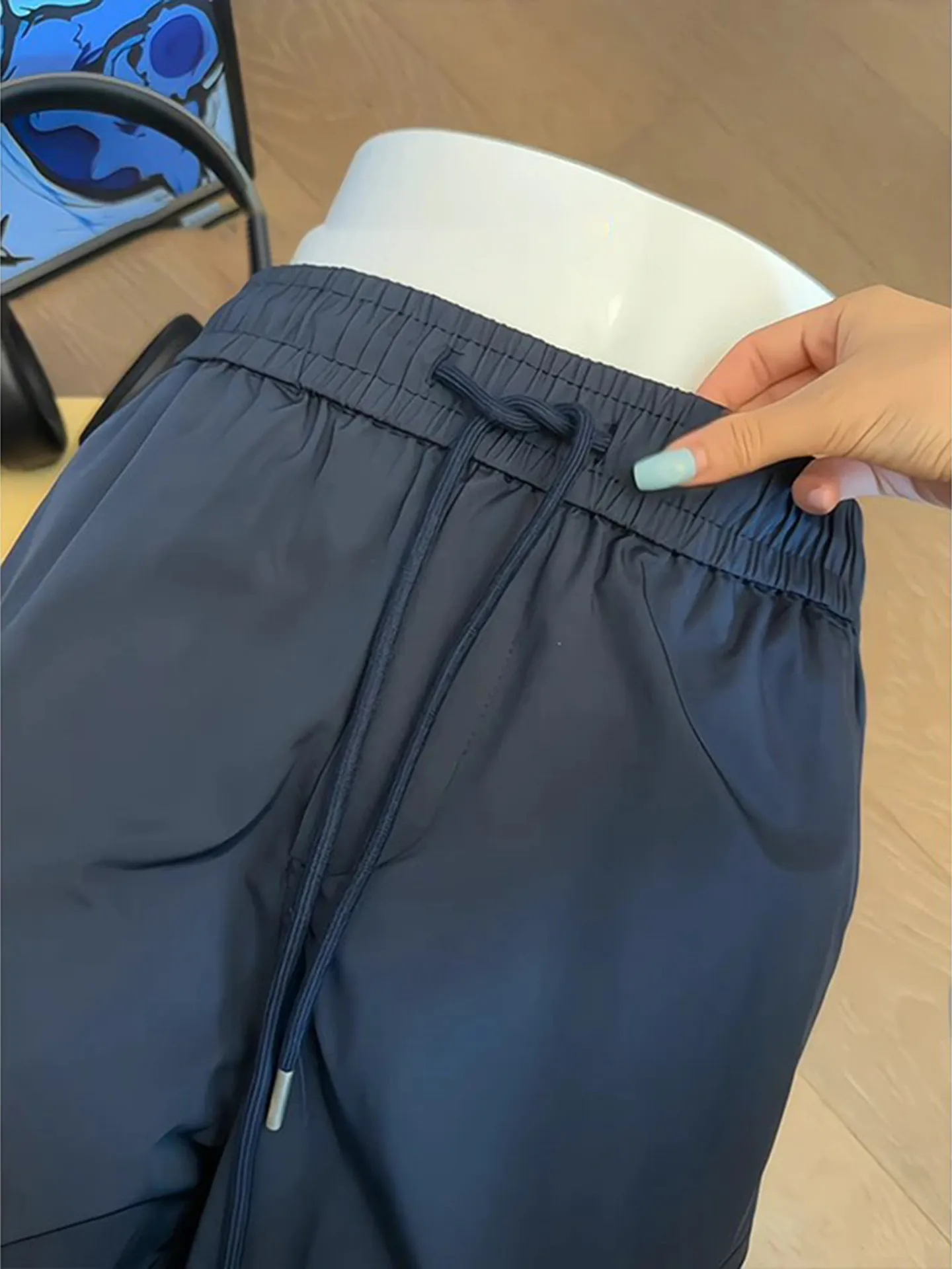 Trendy Casual Pants Men's Soft  Ice Silk Flared Legs Autumn Quick Dry Waterproof Windproof Cargo Pants Straight Cut