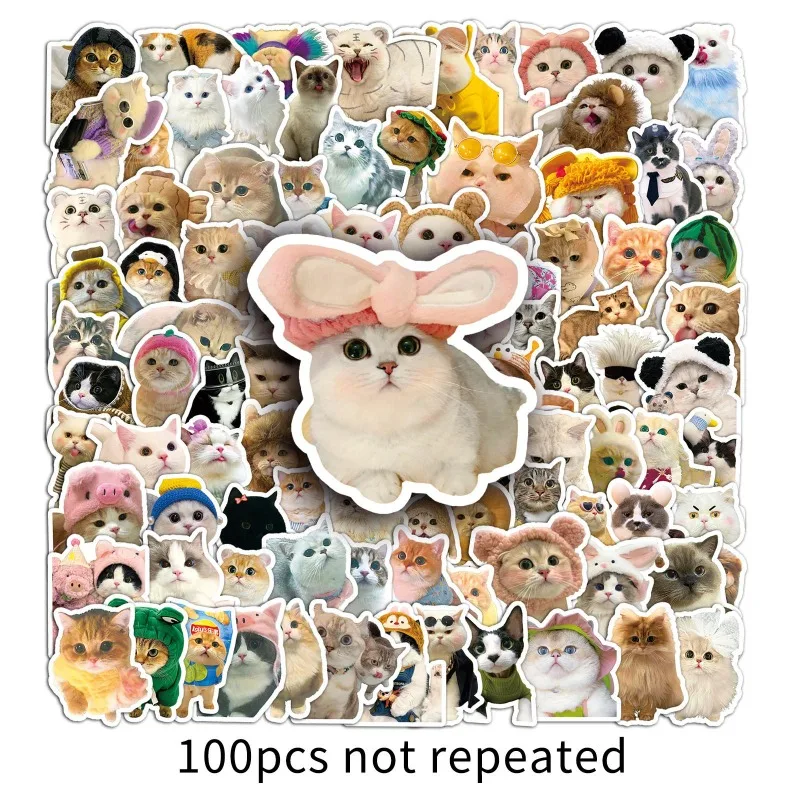 100pc/set Cute Sweet Cat Scrapbook Journal Sticker for Student Funny Creative Design Kitten Stationery Sticker DIY Decor Sticker