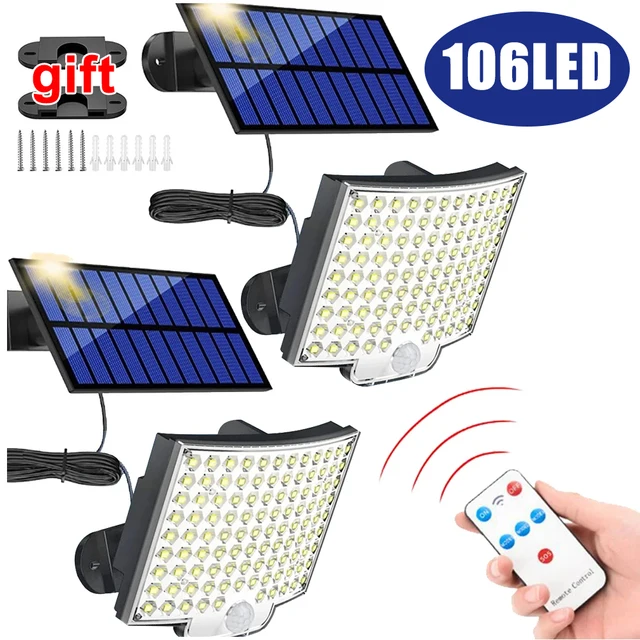Super jasna 106 LED Solar Split Wall Lamp 3 Modes Wodoodporne lampy z czujnikiem ruchu Lampa słoneczna do oświetlenia ulicznego w ogrodzie