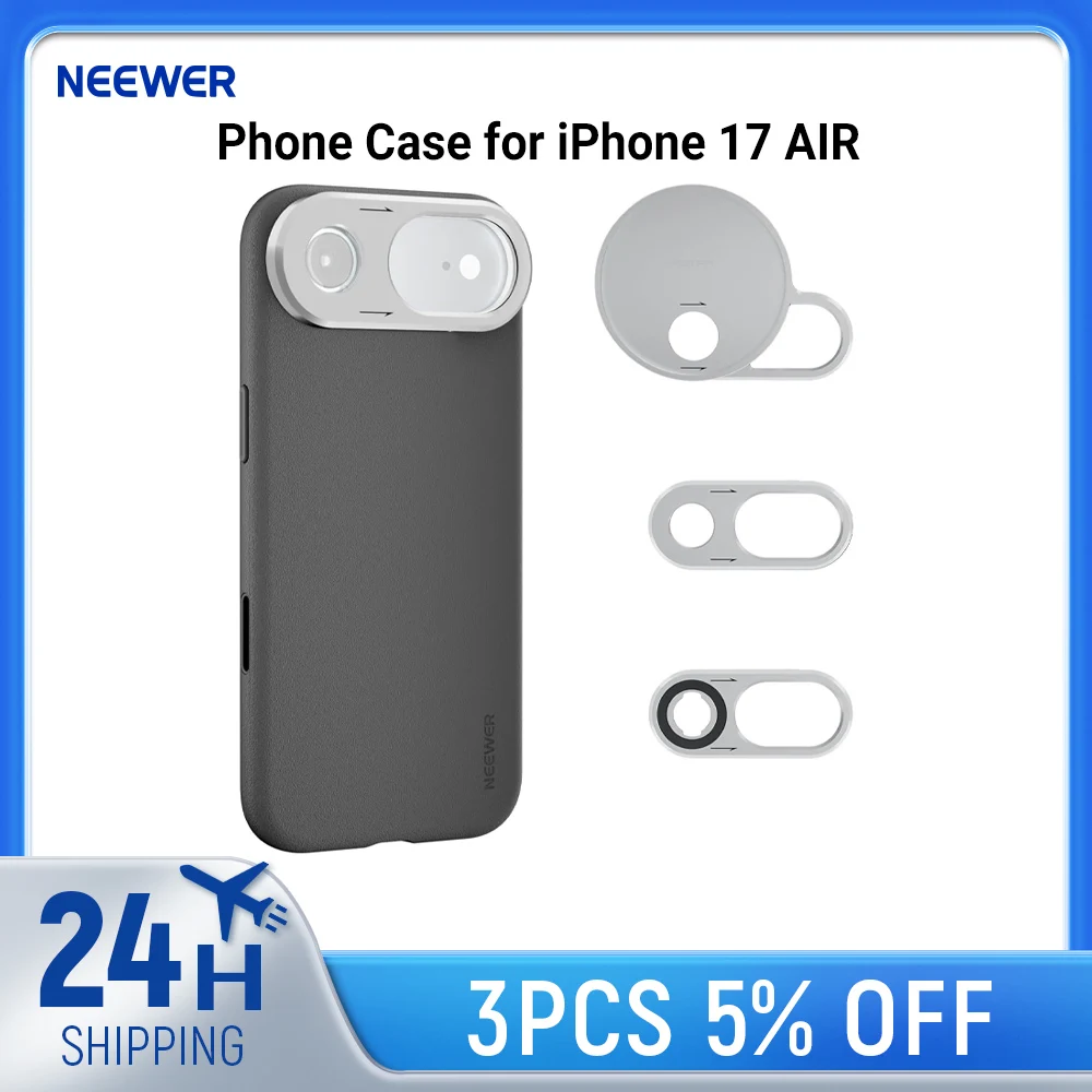 

Чехол NEEWER для iPhone 17 AIR (только для модели AIR), модульный защитный чехол из TPU/PC с кольцом для фильтра 67 мм, задняя панель для объектива 17 мм