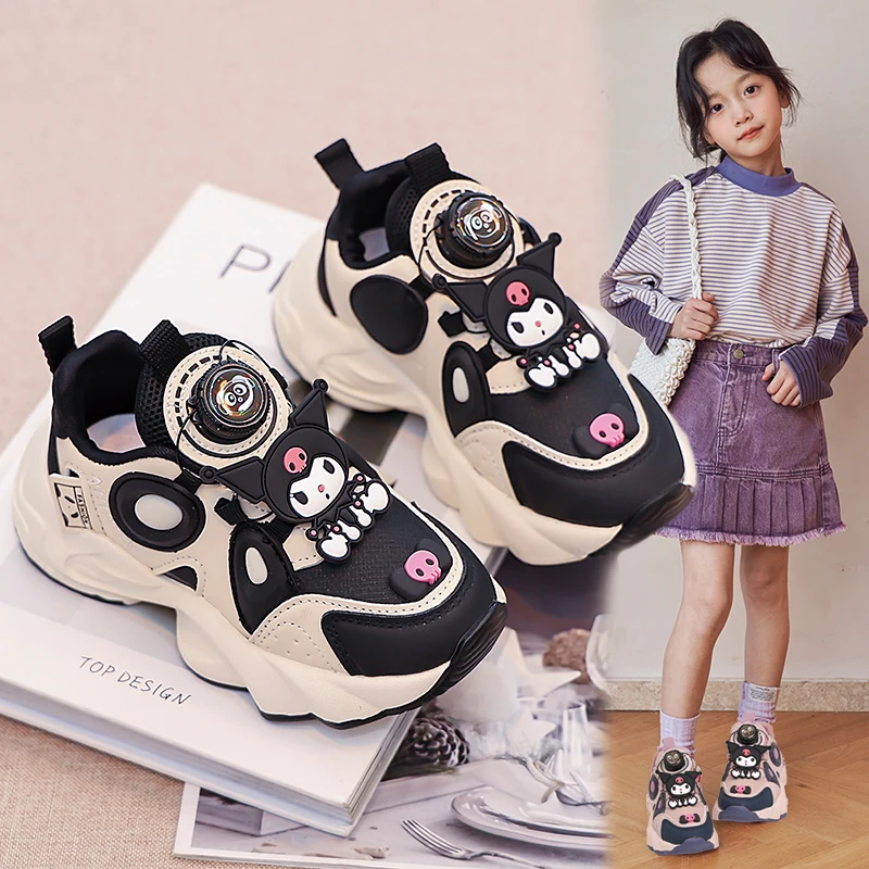 Sanrios kuromi sapatos casuais esportes tênis de corrida das crianças outonogirl tênis presente zapatos minnie mouse niña