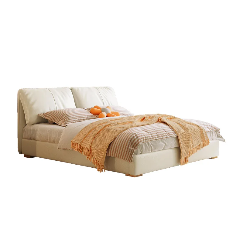 

Light luxury and simple modern double master bedroom, storage bed, leather bed