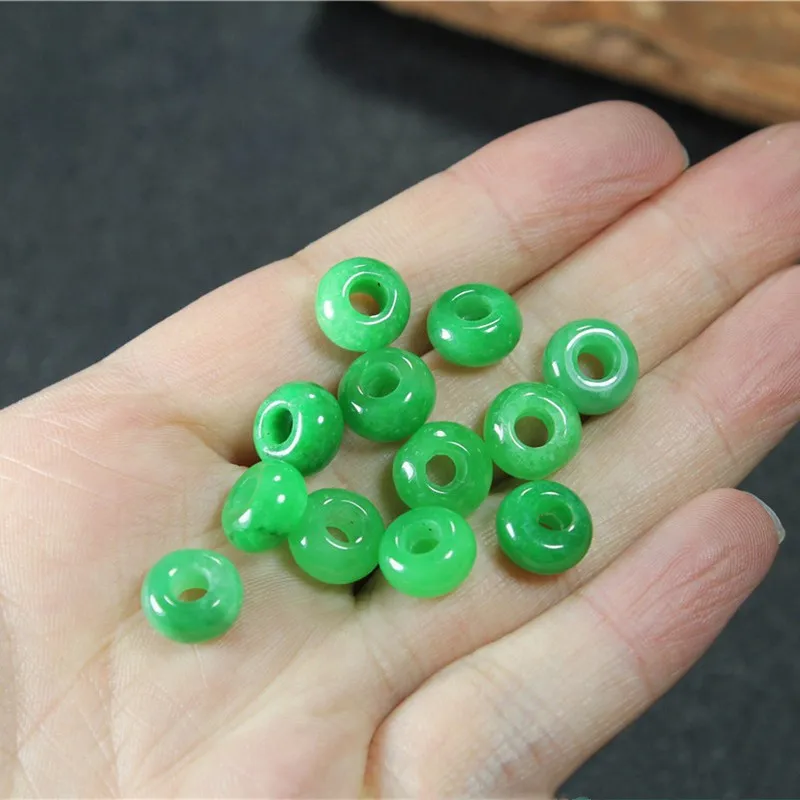 

Natural jadeite hand-carved scattered beads DIY100% real green jade bracelets accessories fitting jade gift real jade bangle