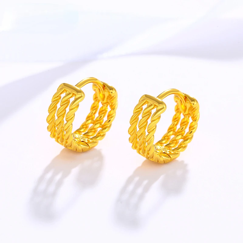 14 K Gold Color Gold Fried Dough Twists Earring for Women Bride Wedding Birthday Valentine's Day Jewelry Stud Earring Gifts