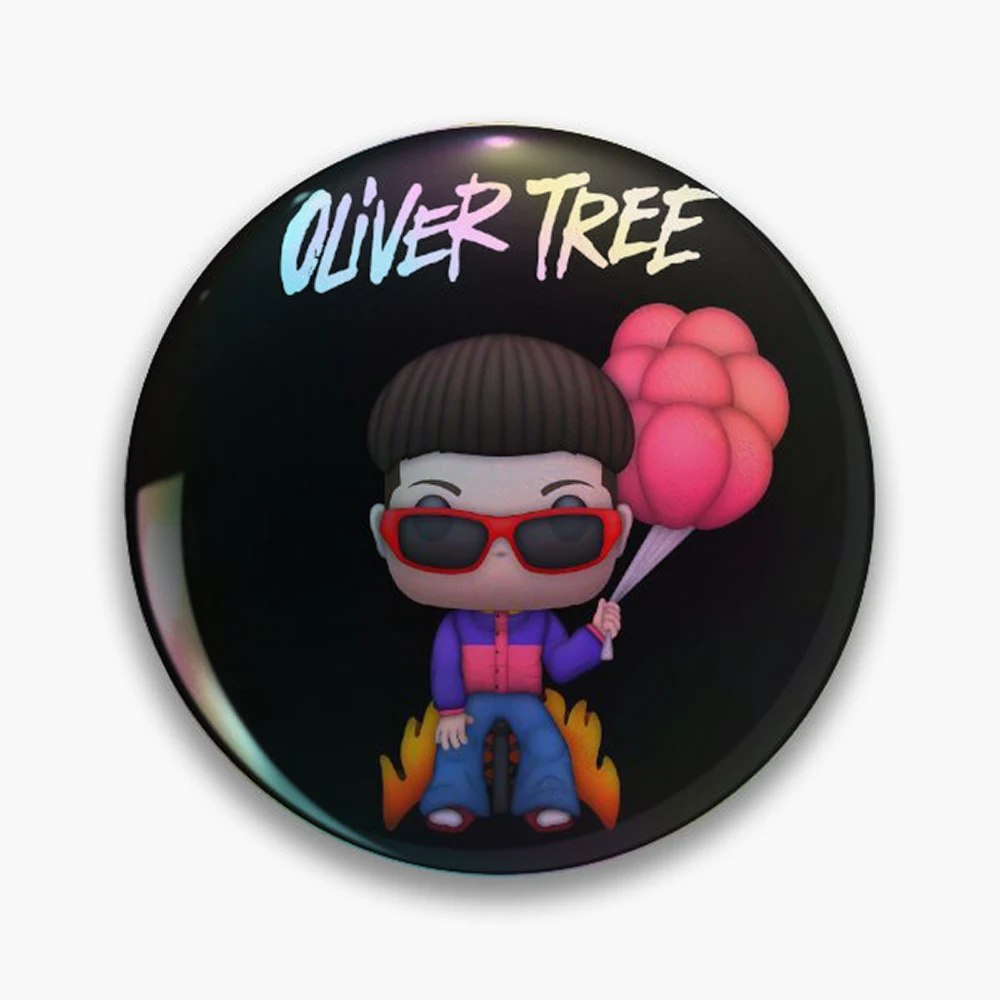 Oliver Tree Pin Holographic Star Heart Pin Brooches Laminated Button Fashion Accessory