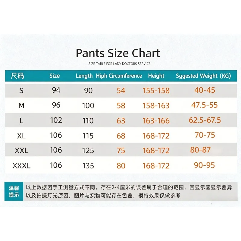 Sheng Hao 2024 Plus Size Spodnie robocze Komfort Elastyczna talia Spodnie lekarskie Kobiety Biały Różowy Niebieski Sukienka pielęgniarki Spodnie pielęgniarki — zdjęcie 7