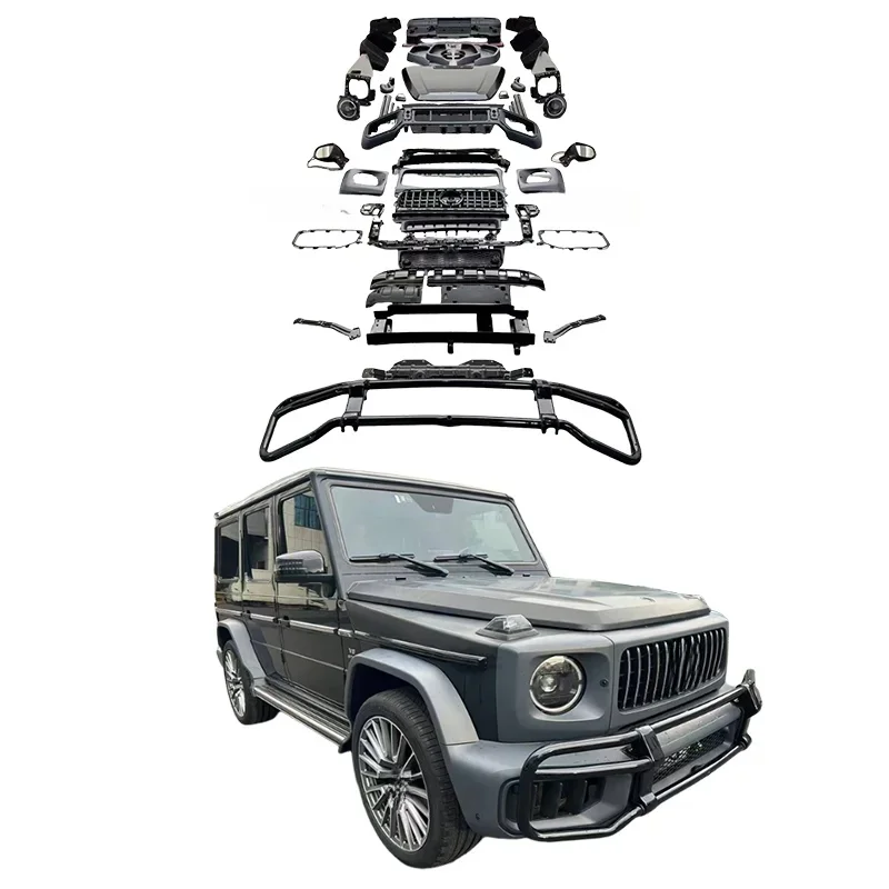 High Quality G63 Old To New Body Kit Bumper Grille Headlight Hood Exhaust Upgrade Sport Universal Fit Car Guard