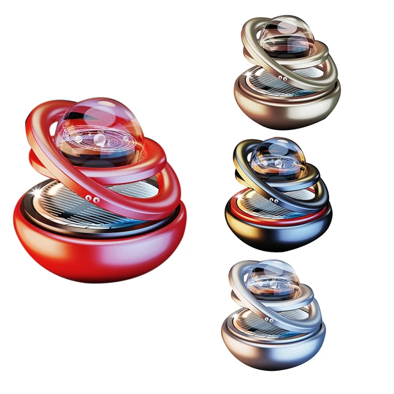 Aluminum Alloy Solar Rotating Perfume Vehicl Interstellar Suspension Car Perfume Home Ornament -B