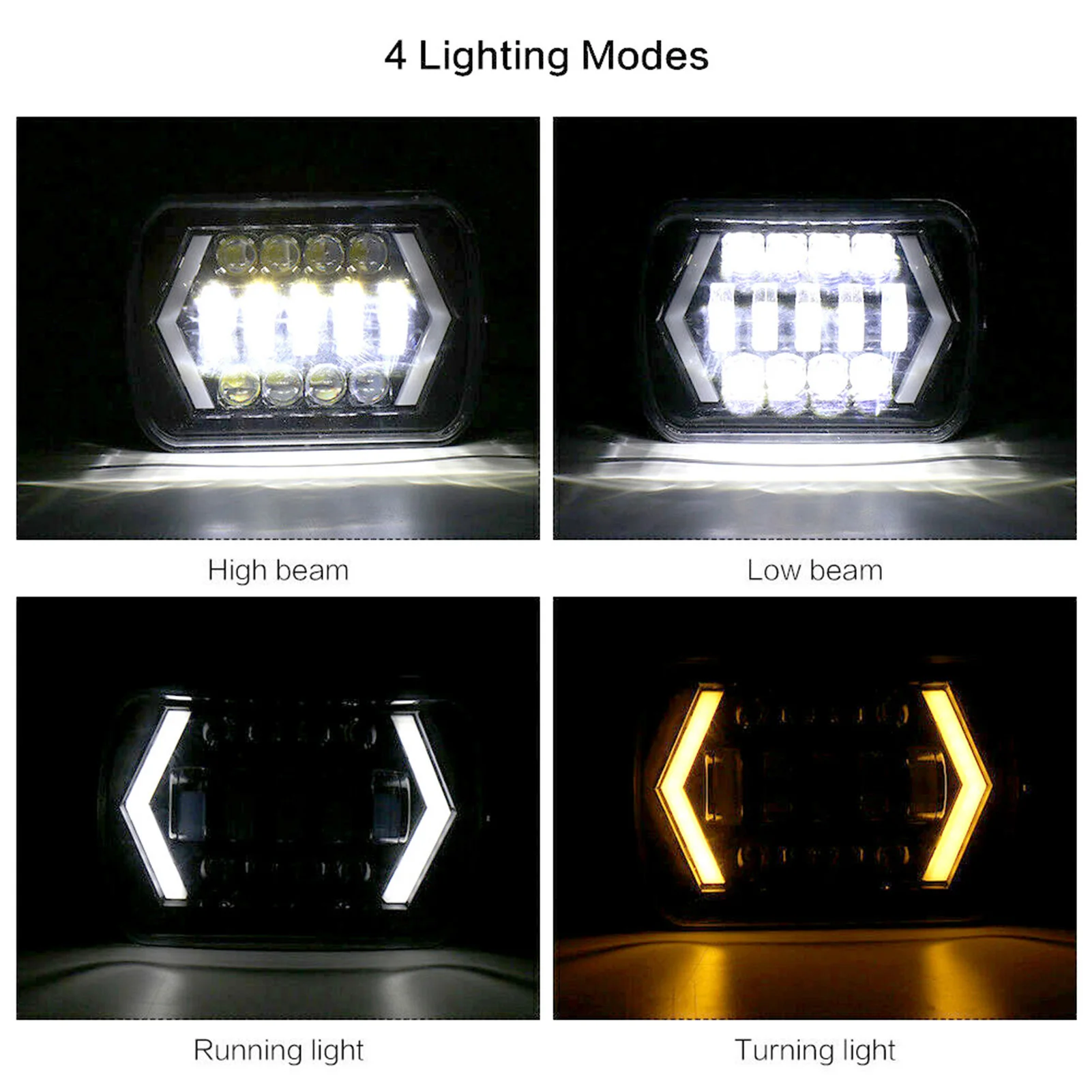 5x7in Headlight LED Square Light High/Low Beam Headlamp Fit for Jeep Turning Light LED Headlight