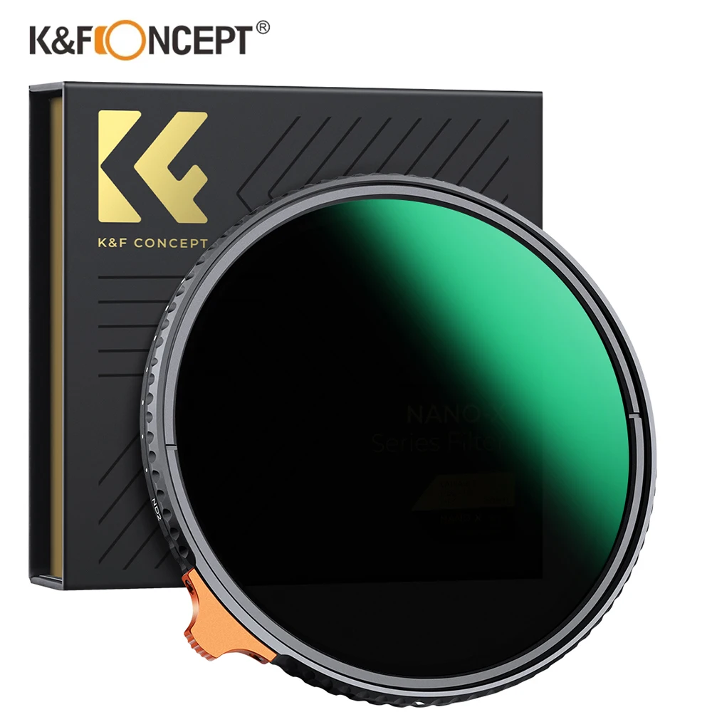 Filtro de Densidad Neutra Variable K&F Concept Nano-X ND2-ND400, Filtro HD 8K Variable Ilimitado para Lentes de Cámara de 37mm-105mm