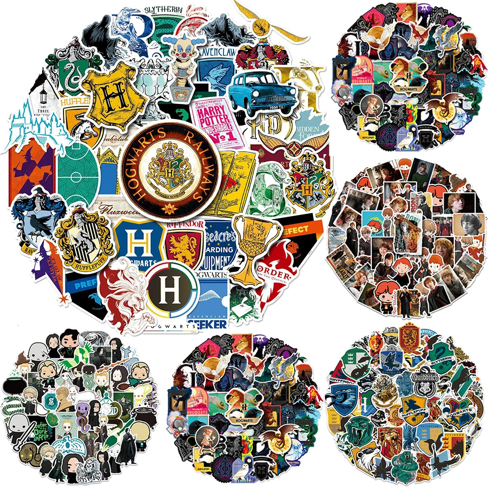 Genuine 50Pcs Harry Potter Stickers Decals Toy Stationery Guitar Phone Bicycle Laptop Luggage Car Skateboard Sticker Gifts