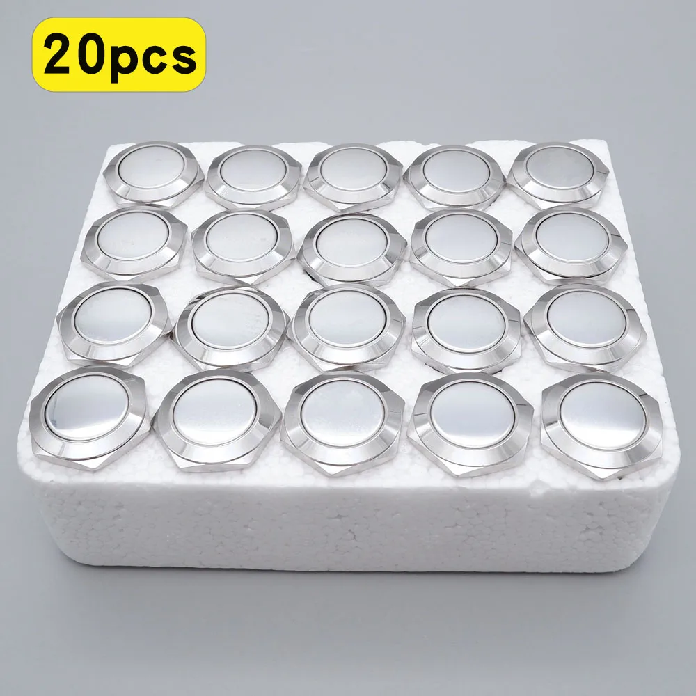 20pcs 16/19/22mm Momentary Reset Metalen Drukknop Waterdichte Schakelaar Schroef Terminal Deurbel PC schakelaar Platte Hoge hoofd 1NO