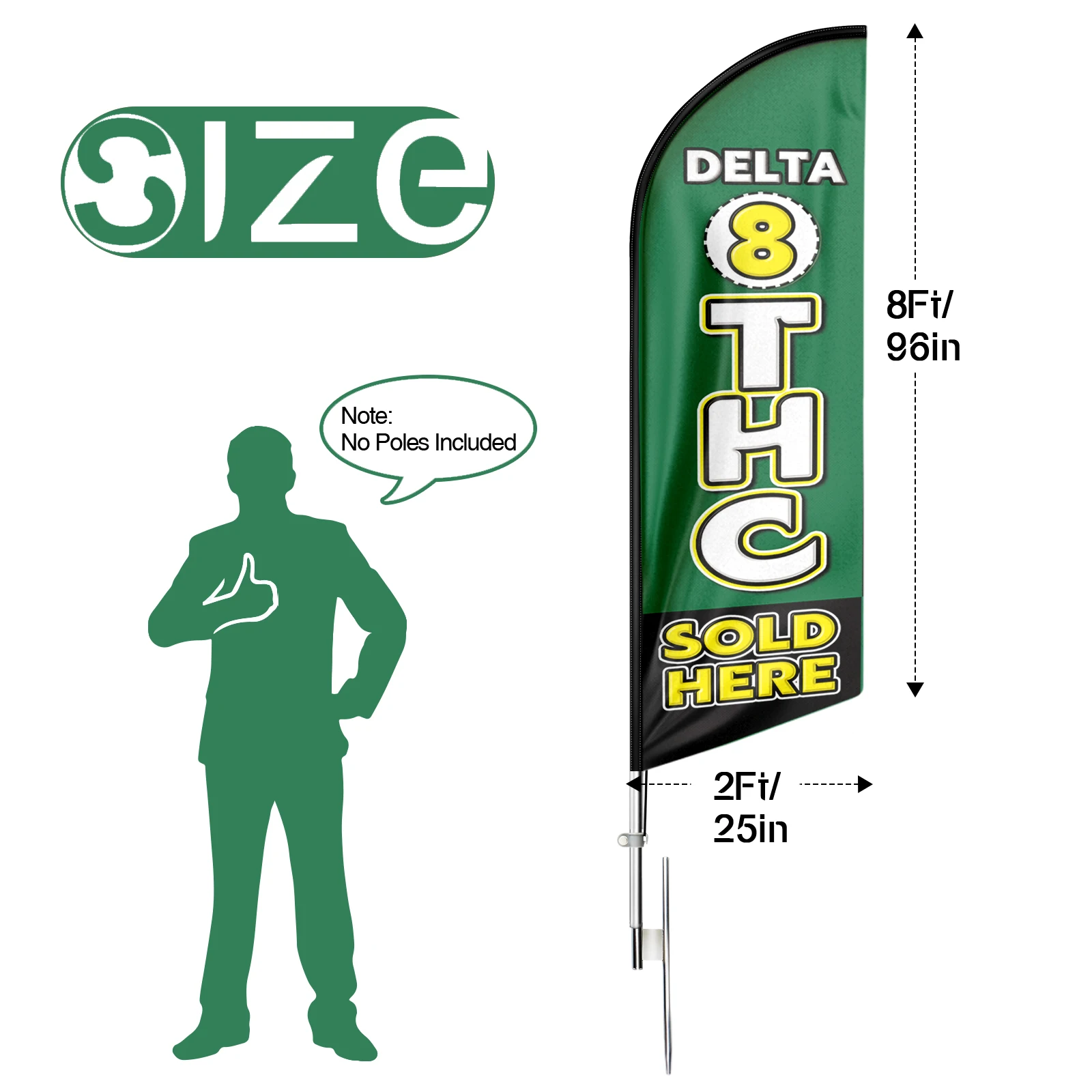 FSFLAG 1PCS 8FT Delta2 Feather Flag with Pole Kit and Ground Spike Swooper Banner Decorations(No Pole)