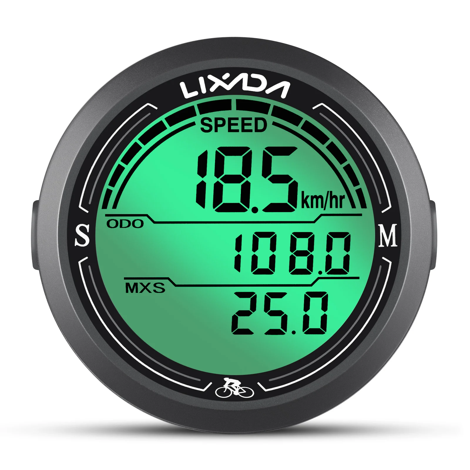 Wired Bike Speedometer IP67 Waterproof Round Shaped Bike Computer Large LCD Dispaly Backlight Screen Cycle Odometer