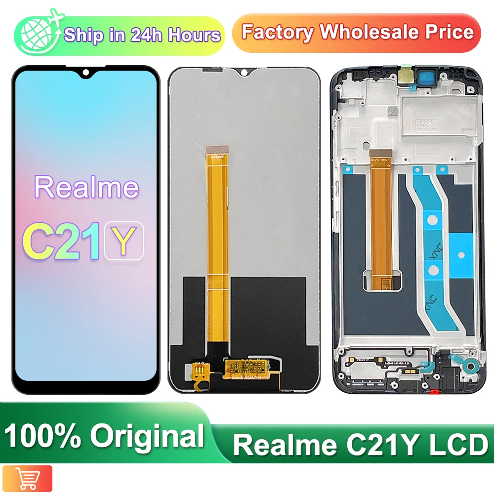 

Original 6.5" For Oppo Realme C21Y RMX3261 RMX3263 LCD Display, Touch Digitizer with Frame For Realme C21Y Screen Replacement