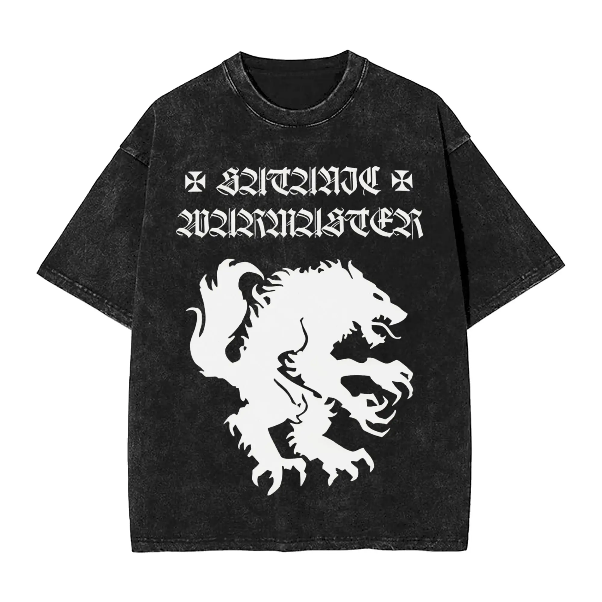 Men T-Shirt Satanic Warmaster Opferblut 2003 Washed T-Shirts Fashion  Summer Tee Shirt Y2K Funny Loose Cotton Tops New Arrival