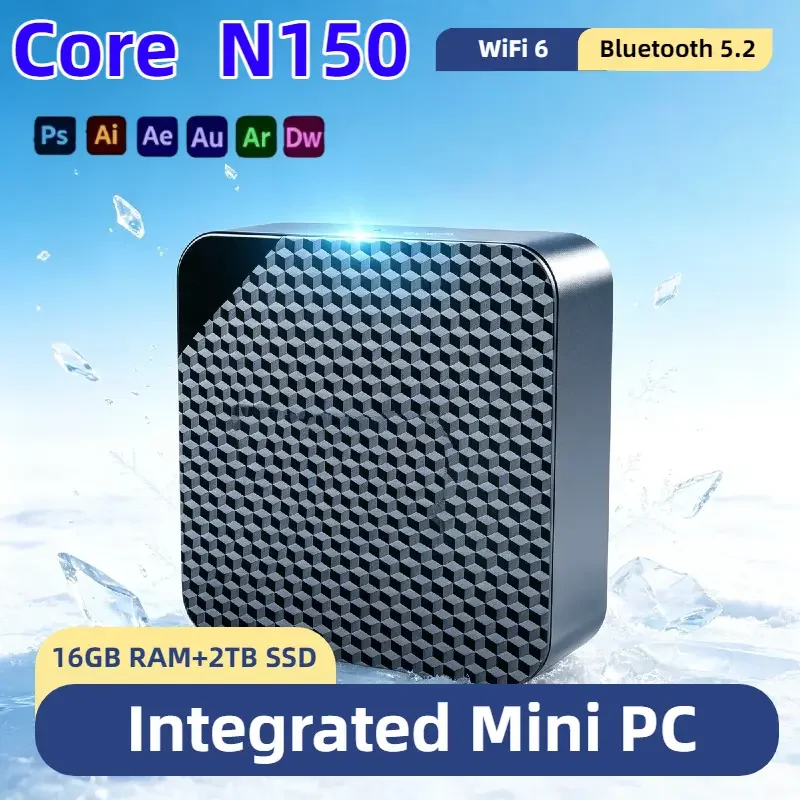 Home Study Mini PC Intel Core N150 16GB RAM 2TB SSD WIFI6 BT5.2 4K Display Mini Desktop Computer For Online Class Daily Use