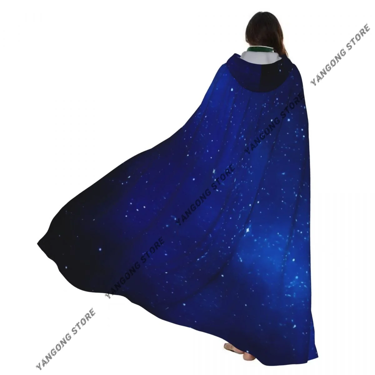 

Космическое звездное ночное небо плащ с капюшоном пальто Хэллоуин косплей костюм вампир дьявол волшебник накидка платье вечерние