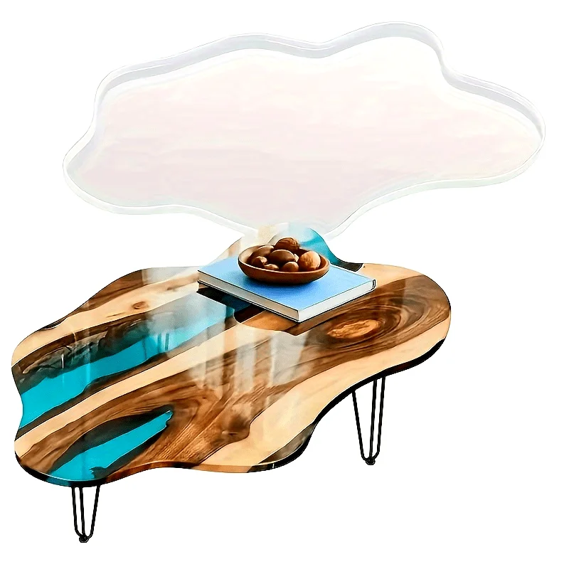 1 Oversized Irregular Silicone Mold, Suitable for DIY Resin River Tables and Furniture Decoration - The Perfect Gift for Family and Friends, Festivals, and Birthdays - Create Unique Home Decorations with Flowing Blue and White Designs (Molds Only)