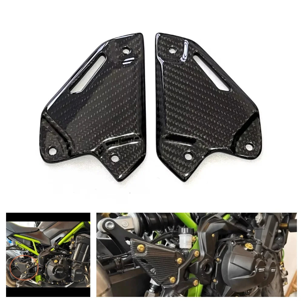 

For Kawasaki Z900 Z900SE 2017-2021 2022 2023 2024 100％3K Carbon Fiber Motorcycle Accessories Heel Plates Guards Footrests