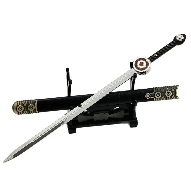 "سبعة سيف" أسلحة محيطية للفيلم والتلفزيون نموذج مغناطيسي مولانج للشمس والقمر سيوف مزدوجة 22 سنتيمتر سلسلة مفاتيح معدنية بالكامل