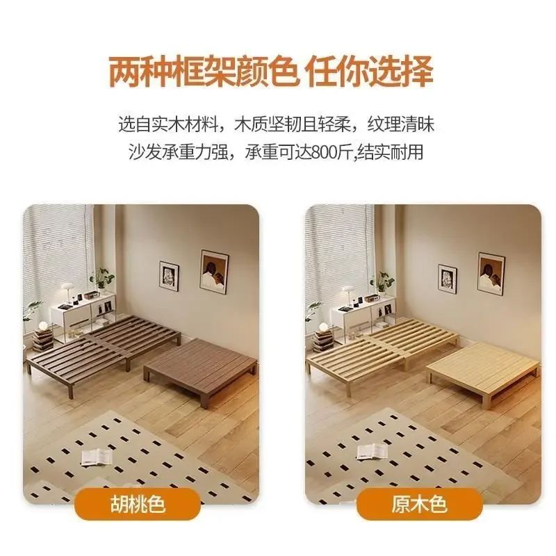 DSA household solid wood sofa bed small apartment folding sitting and lying multi-functional pull-out push sofa bed