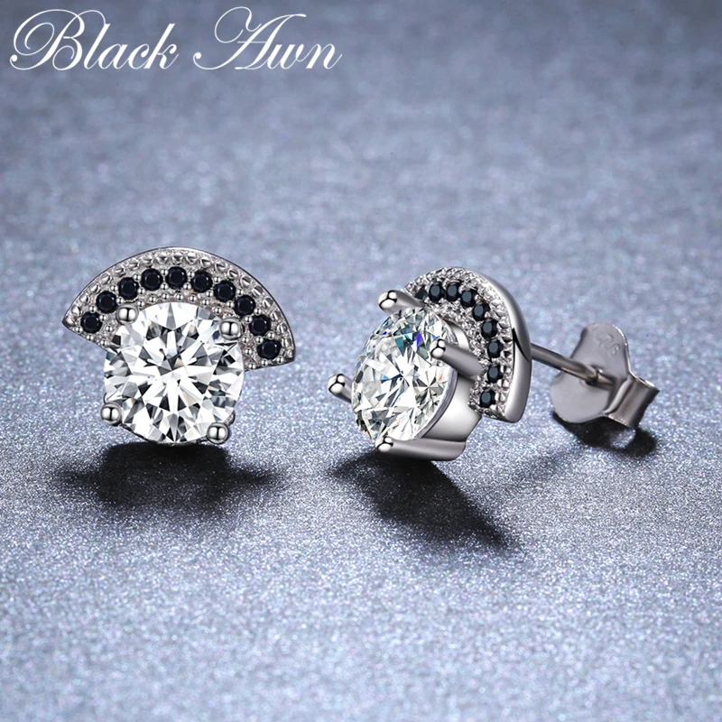 2024 New Genuine 925 Sterling Silver Fine Jewelry Trendy Wedding Stud Earrings for Women Female I026