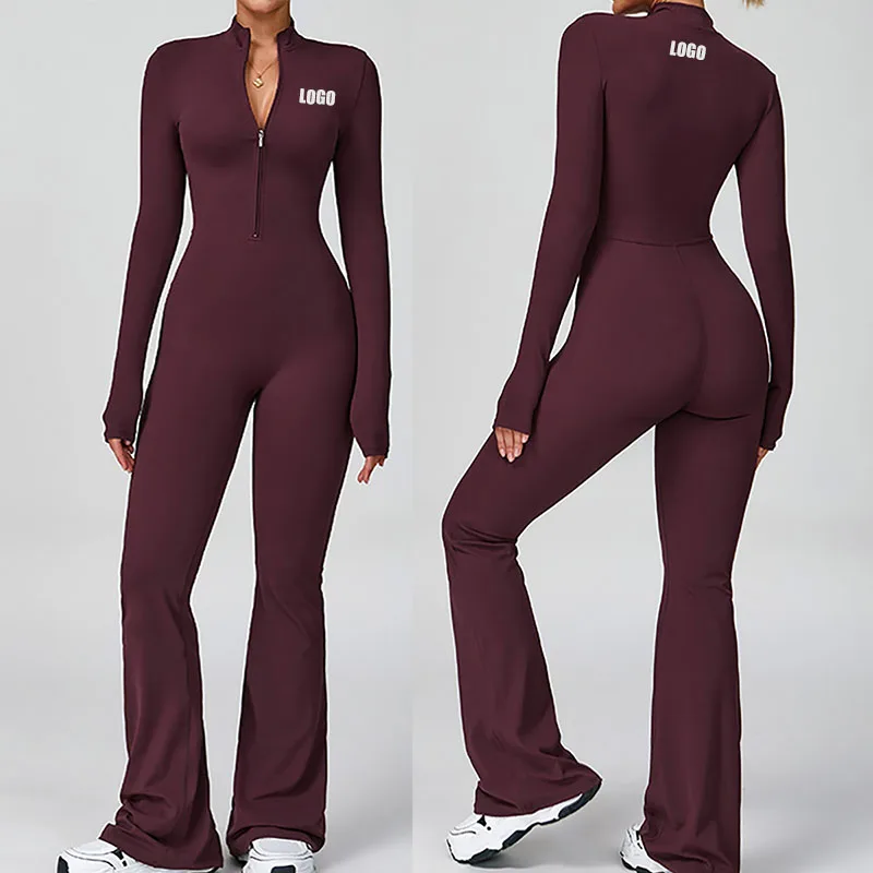 Customized LOGO women's new zipper cloud feeling long sleeve yoga onesie fitness sports onesie tights