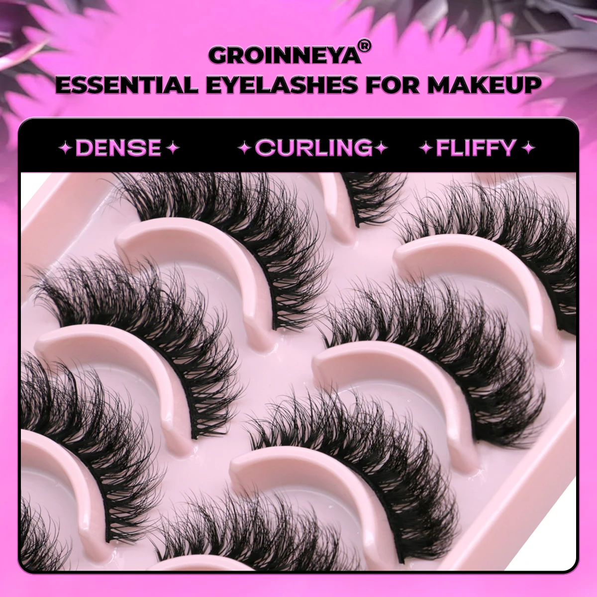 GROINNEYA 10 Pairs Eyelashes Cat Eye Lashes 3D Natural False Fluffy Wispy Natural Cross Eyelash Extension Makeup