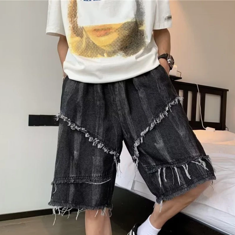 

Baggy Bermuda Male Denim Shorts Y2k Fashion Xl Rude Emo Retro Original Designer Vintage Summer Cut Men's Short Jeans Pants Sale