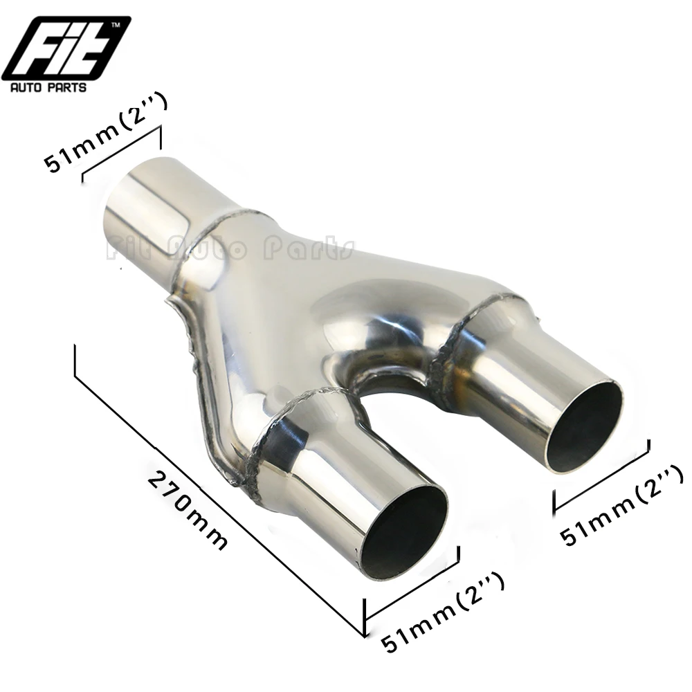 Universal Custom Car Exhaust Y-Pipe Stainless Steel muffler Y type Pipe Adapter Connector Tube