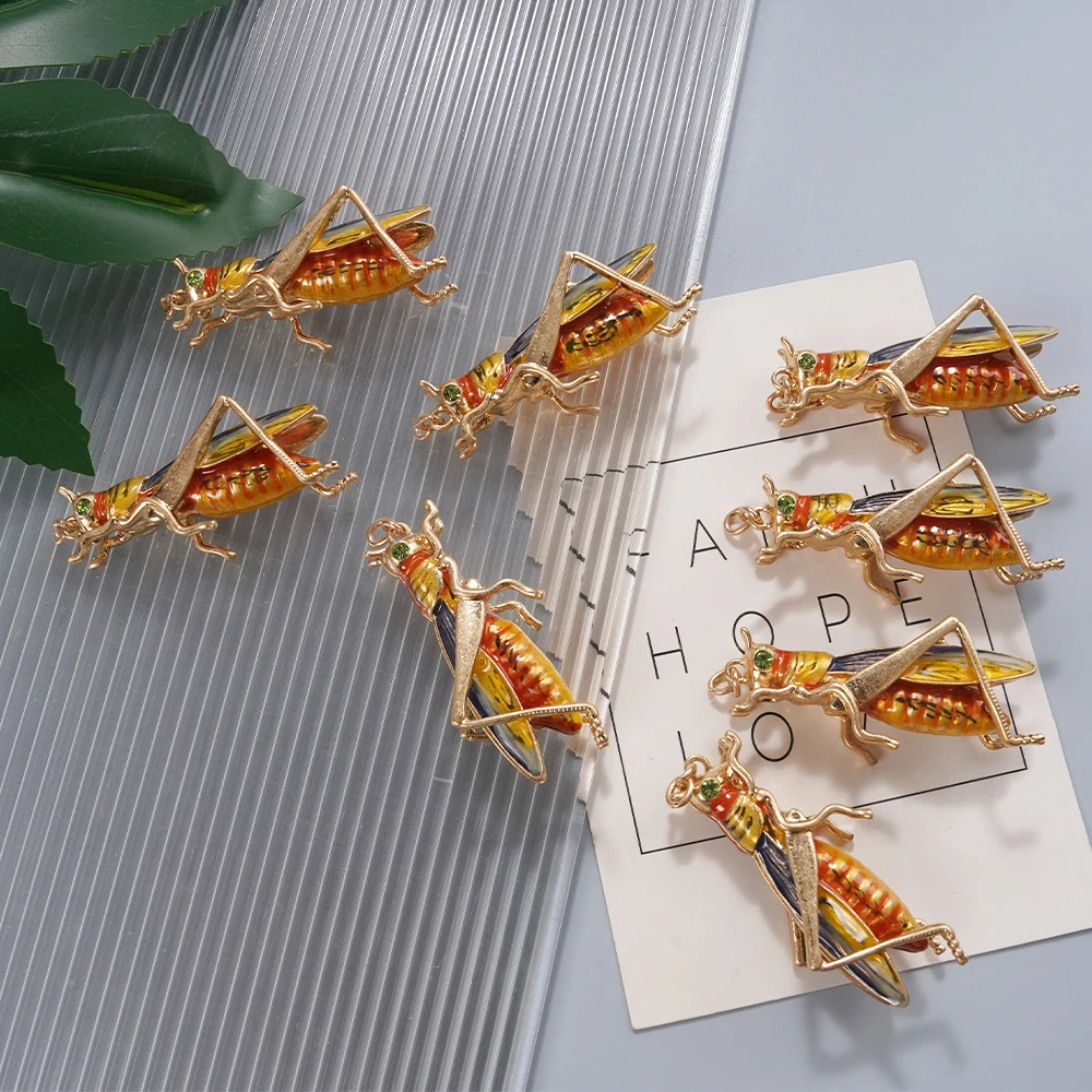 Enamel Grasshopper DIY Charms (Whimsical Vibrant) 3-Piece Jewelry Making Supplies Perfect For Brunch Date Stylish Outfits