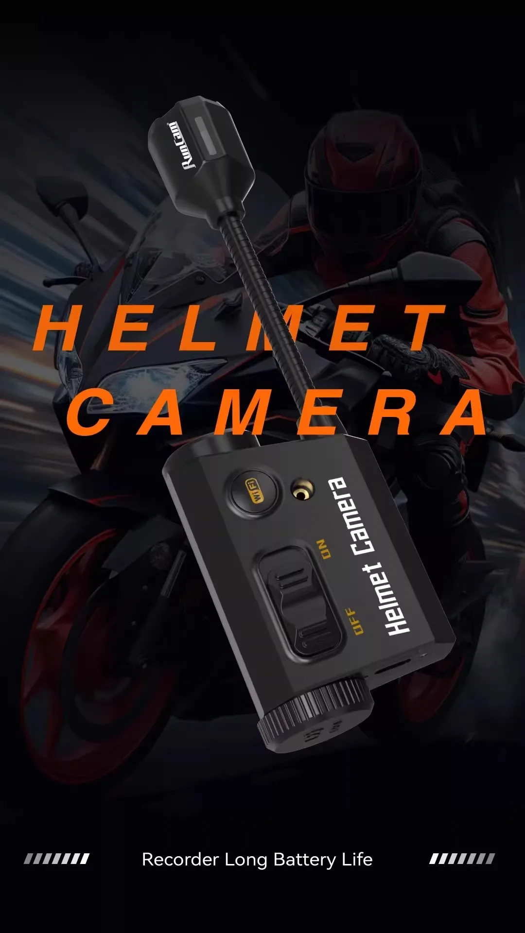 RunCam-helmcamera; op het hoofd gemonteerde camera; recorder; lange levensduur; ingebouwde WIFI; 90-graden.