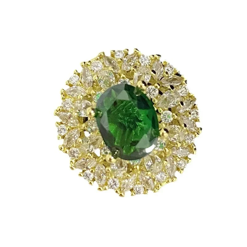 MDL مويسانيتي. نمط الأبعاد خمر تصميم التعكر الدائري 18 كيلو متعدد الطبقات حساسة الزمرد كريستال الدائري