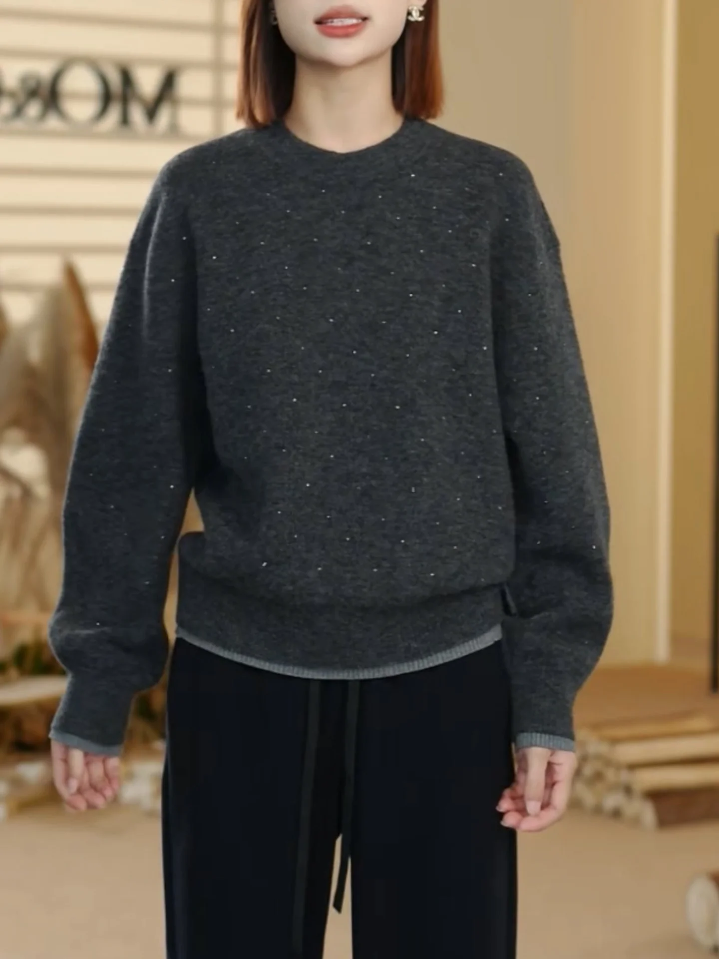 

Ladies' Knitted Sweater Faionable Loose Fit Premium Feeling Autumn Winter New Sle Big Size Lazy Sle Top Women's Knitwear