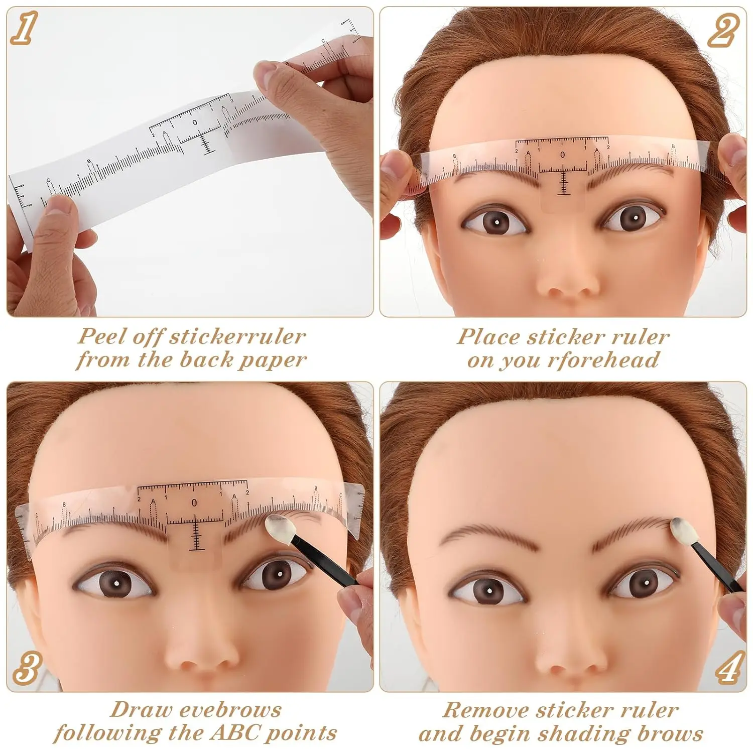 10pcs Disposable Eyebrow Large Ruler Microblading Accessory Tool Measurement Mark Permanent Makeup Brow Sticker Tattoo Tool Kit