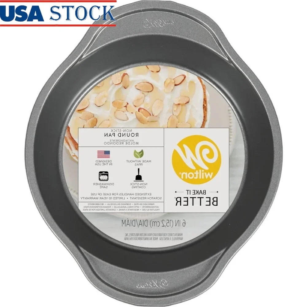 

6 Inch Non-Stick Round Cake Pan Durable Cold-Rolled Steel Oven Safe Easy Release Dishwasher Safe