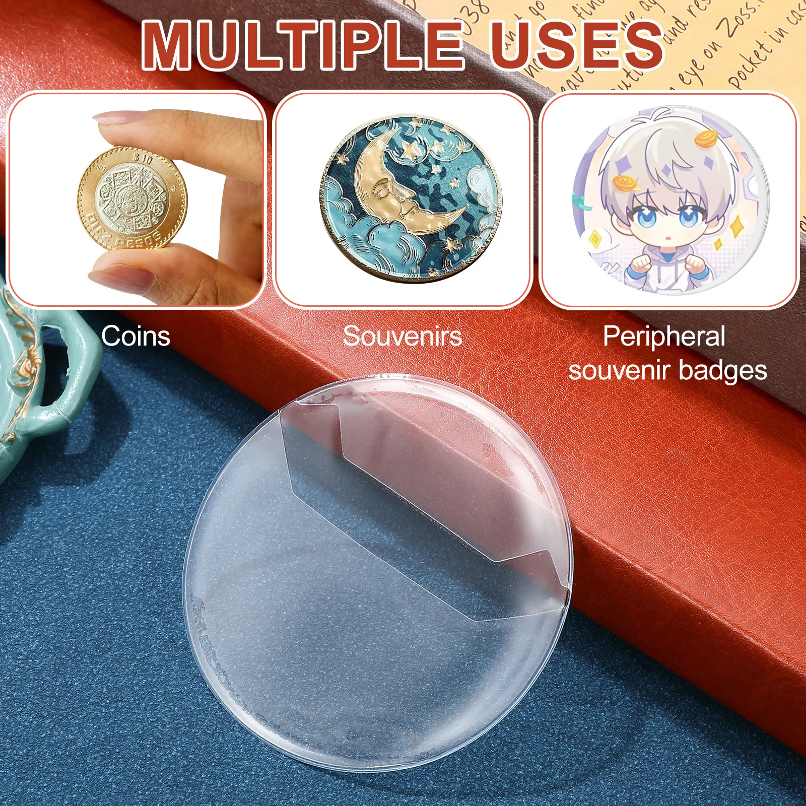 20 قطعة شارة مستديرة يغطي شفافة المضادة للخدش شارة حماة واضح عملة عرض يغطي حالات العملات المعدنية شفافة