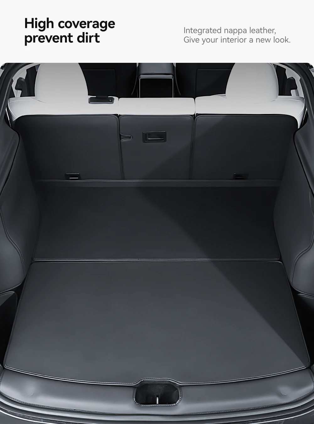 YZ für Tesla Model Y Juniper 2022, neue Leder-Kofferraummatten, vollständig umgeben, wasserdicht, rutschfeste Liner, individuelles Bodenmatten-Zubehör – Detail 4