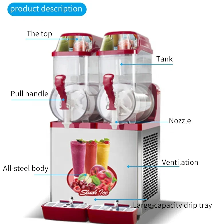 Commercial 220V 2 Tanks Smoothie Ice Frozen Vendre Slush Maker Machine Slushy Machine