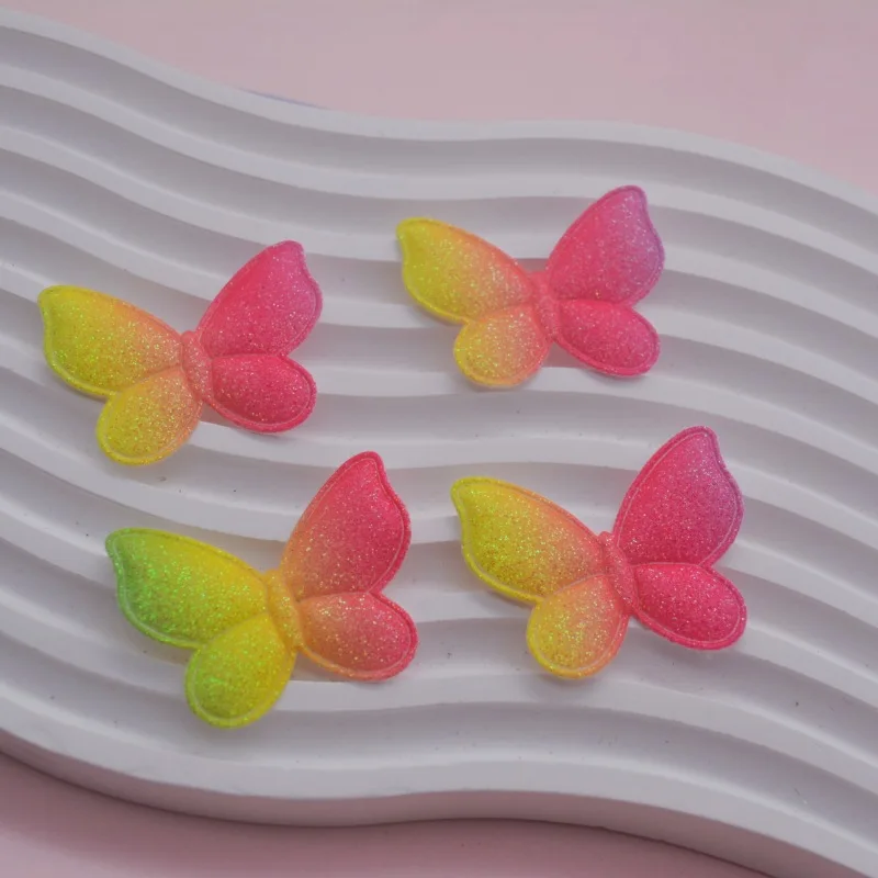 40 Stück glänzende Schmetterlings-Applikationen in zwei Größen, gepolstert, für Kinderhüte, zum Selbermachen von Haarbanden, Haarspangen, als Accessoires und zum Aufnähen. – Detail 6