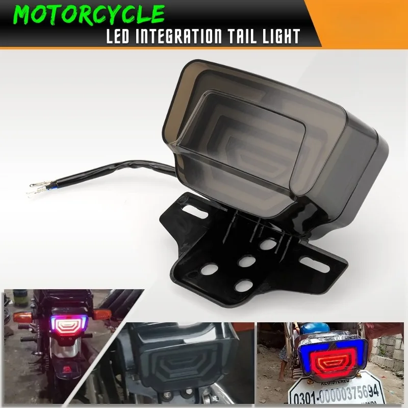 Luz trasera LED impermeable para motocicleta con soporte para matrícula conducción nocturna para ciclistas TMX125 155 CG125