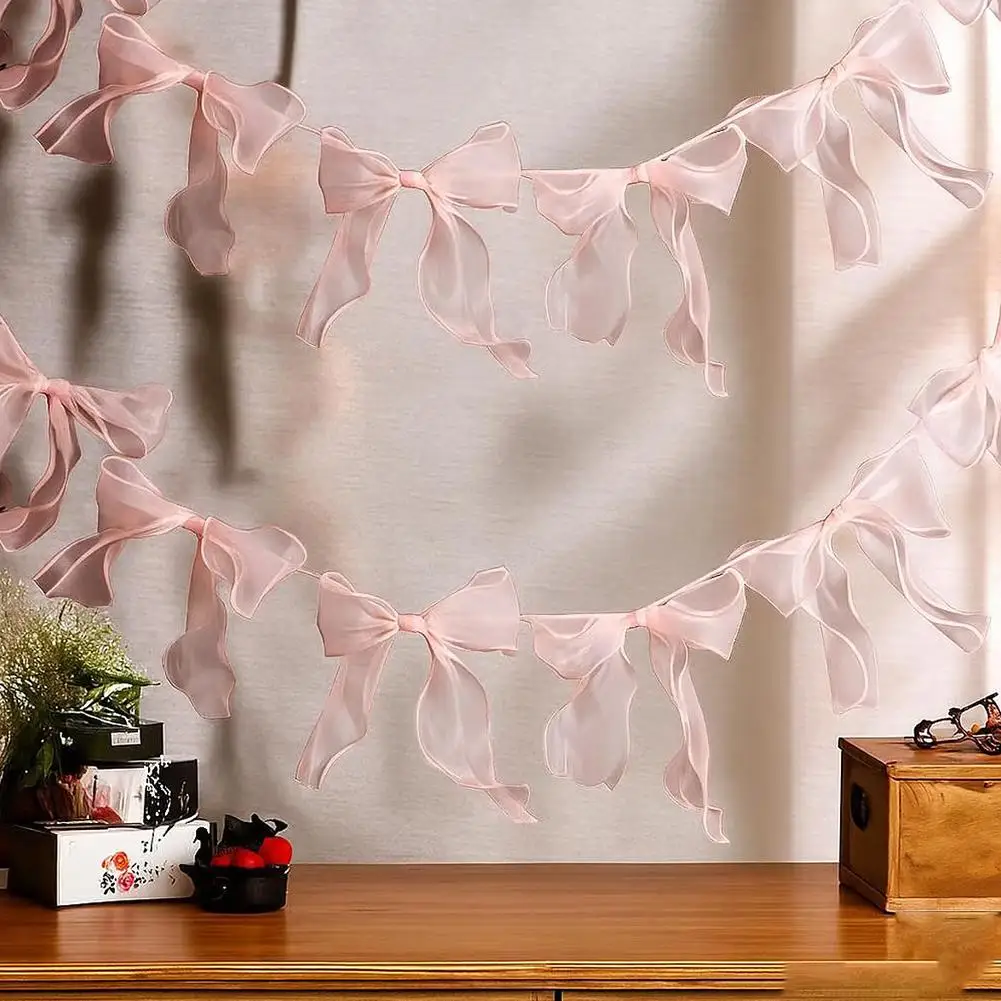 12 Stück elegante rosa Schleifengirlande für Kindergeburtstage, Hochzeiten, Brautpartys, Babypartys, Wanddekoration, hängende Ornamente ﻿ – Detail 9