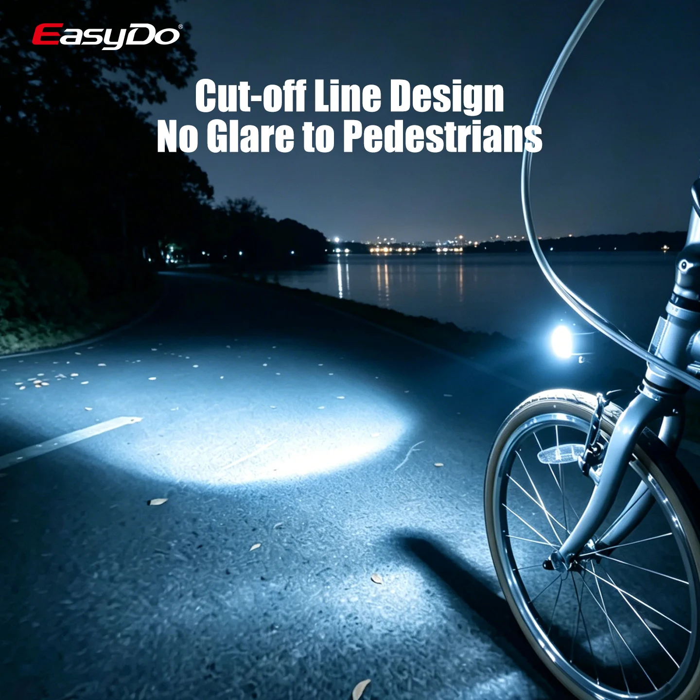 Easydo 1500 Lum Folding Bike Headlight Yellow Lens Rain Fog Bicycle Light USB-C Charging Anti-glare Cycling Lamp for E-scooter
