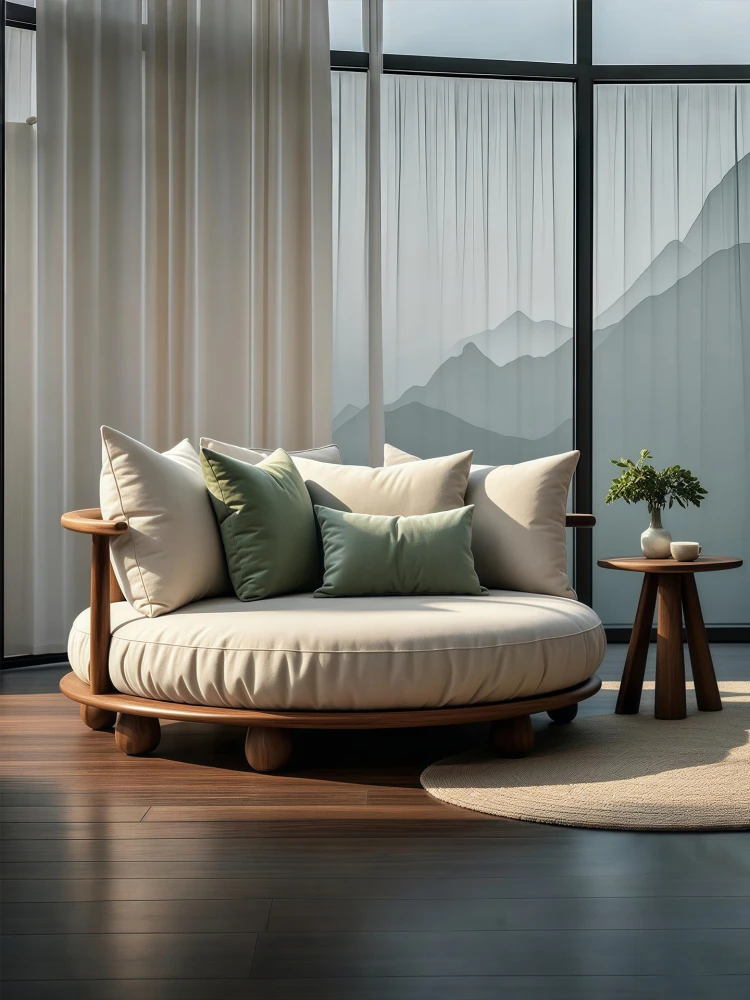 

Диван для отдыха, двойная гостиная, креативный круглый маленький диван из массива дерева