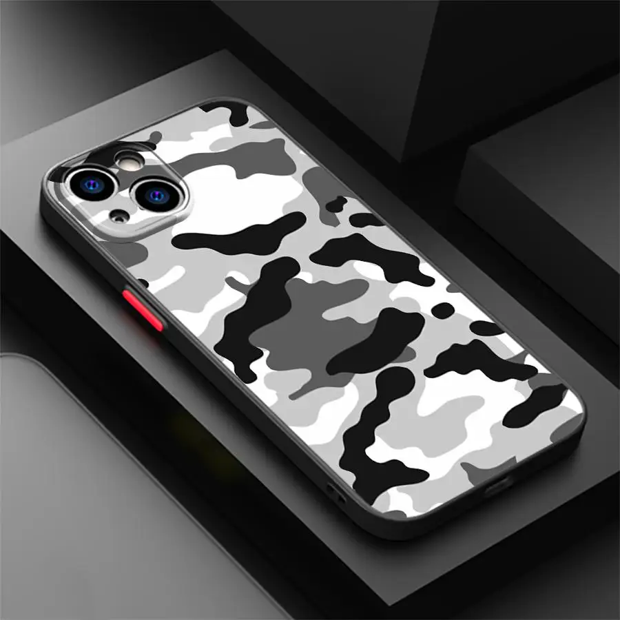 حافظة بنمط مموه لهاتف آيفون 15 Plus 12 13 Mini 11 XS 16e 14 17 16 Pro Max 17 غطاء هاتف خلفي هوائي #3