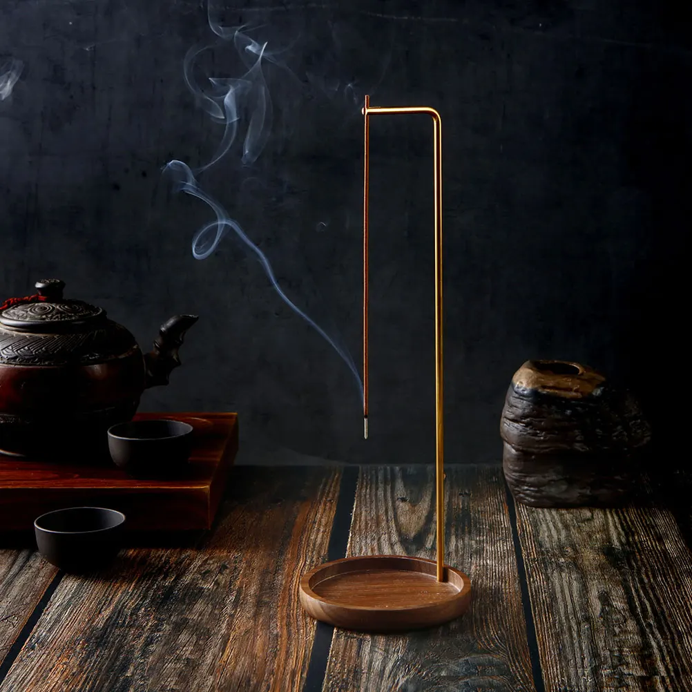 

Incense Stick Holder Wood Base Metal Hanging Reverse Home Aromatic Burner Sticks Stable Bedroom Living Room Decor